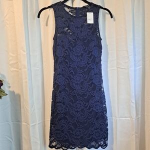 Ambiance Navy Lace Body Con Dress